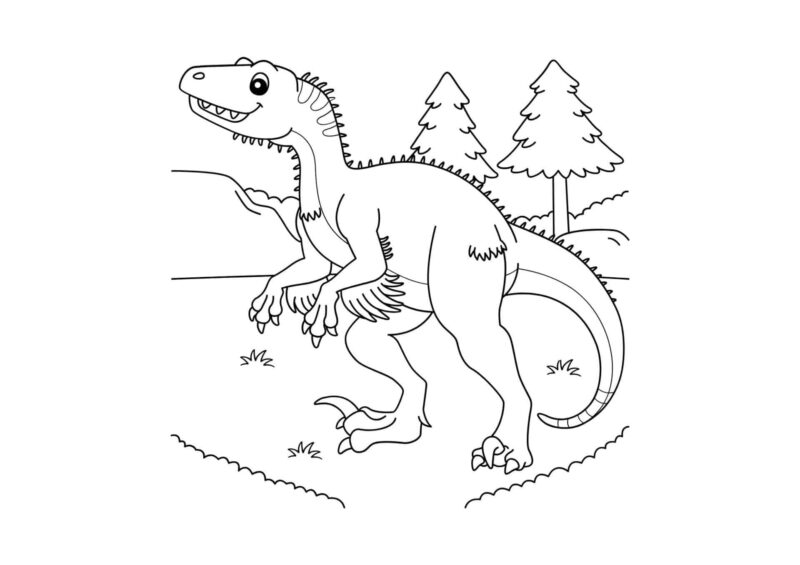 Dinosaurs 18 Dinosaur, der løber forbi træer i et forhistorisk landskab