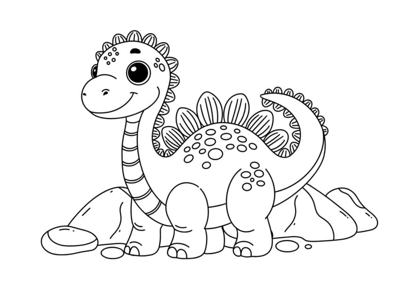 Dinosaurs 11 Sød dinosaur med mønstret ryg og stor hale