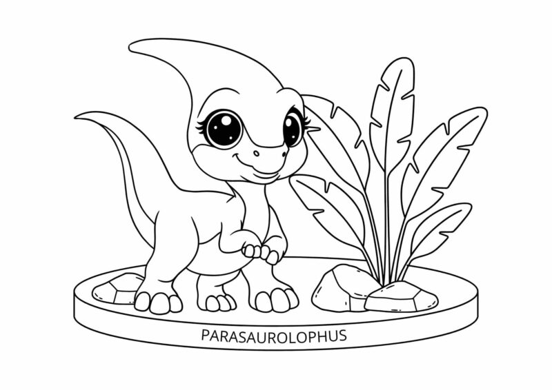 Dinosaurs 13 Lille dinosaur med store øjne mellem forhistoriske planter