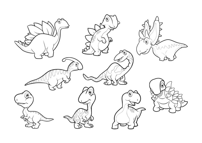 Dinosaurs 7 Flere dinosaurer, der går og løber gennem et landskab