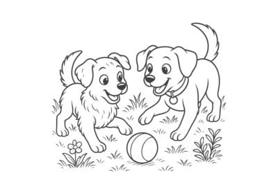To hunde leger med bolden.