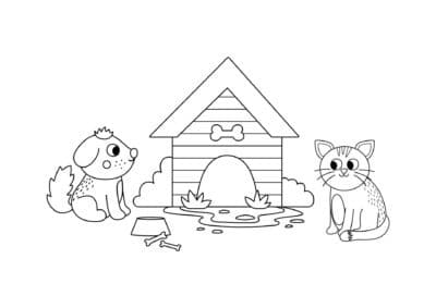 tegning af hund og kat 1