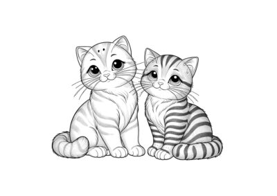 billedet viser et eksempel på én af vores tegninger af katte til print