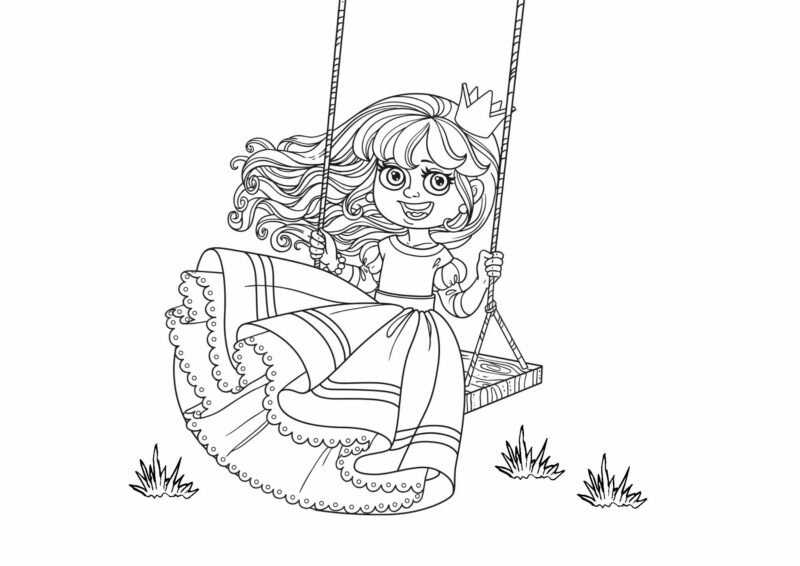 Prinsesser 4 Prinsesse ved sin hest – tegning til print
