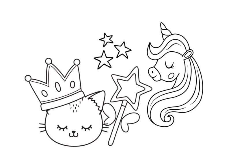 Prinsesser 14 Prinsesse med krone og kjole – tegning til print