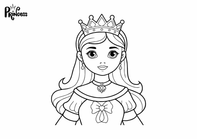Prinsesse med blomster i håret – tegning