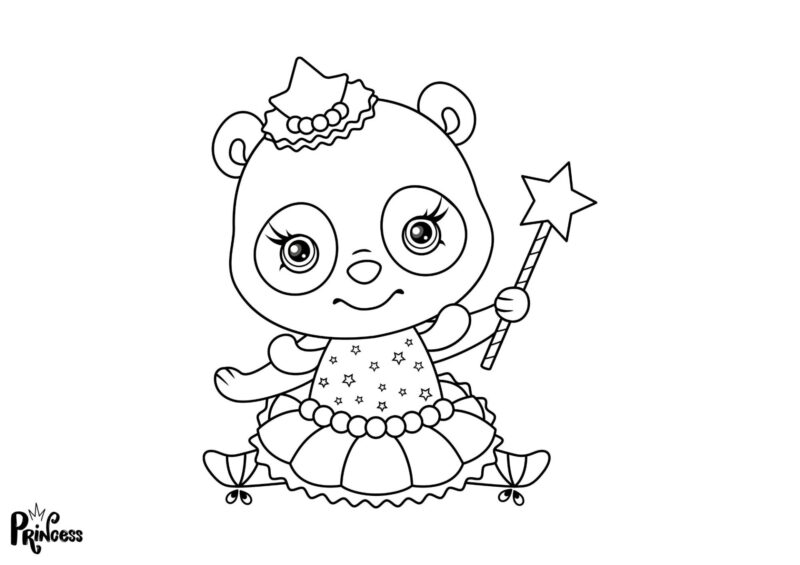 Prinsesse med tryllestav – tegning til print