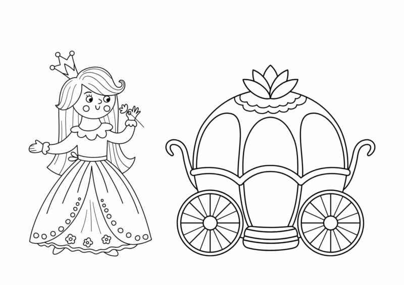 Prinsesse ved en karet – tegning