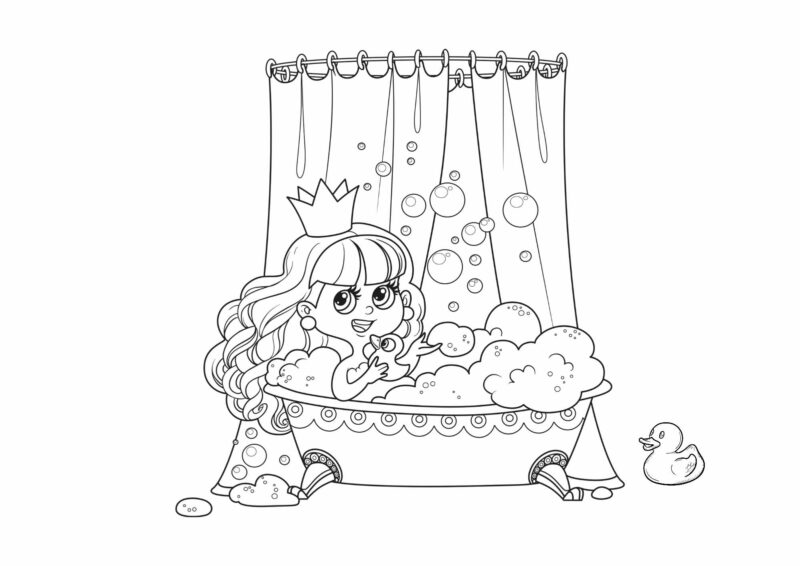 Prinsesser 5 Prinsesse med krone og sommerfugle – tegning