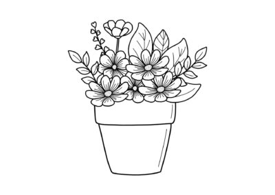 Tegninger af blomster 77 tegning af potteplante 4