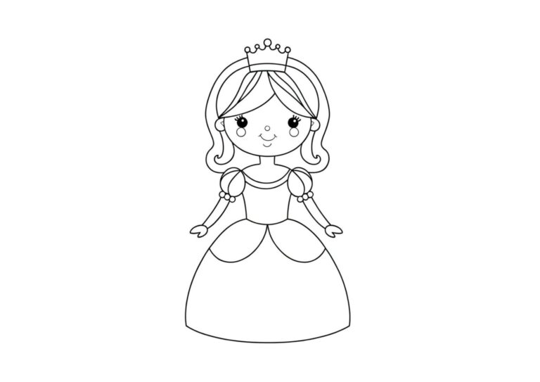 Prinsesser 10 Enkel tegning af prinsesse med krone og kjole