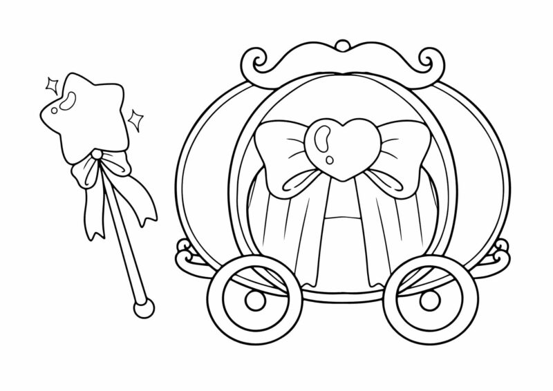 Prinsesse foran en karet – tegning