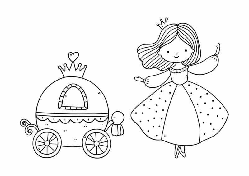 Prinsesse ved et slot – tegning til print