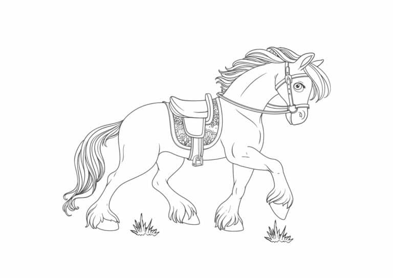 Prinsesse på en hest – gratis tegning til print