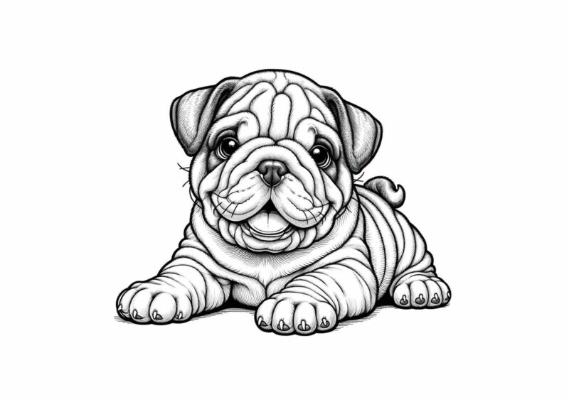 hunde 23 Bulldog med rynket ansigt og kraftig kropsbygning
