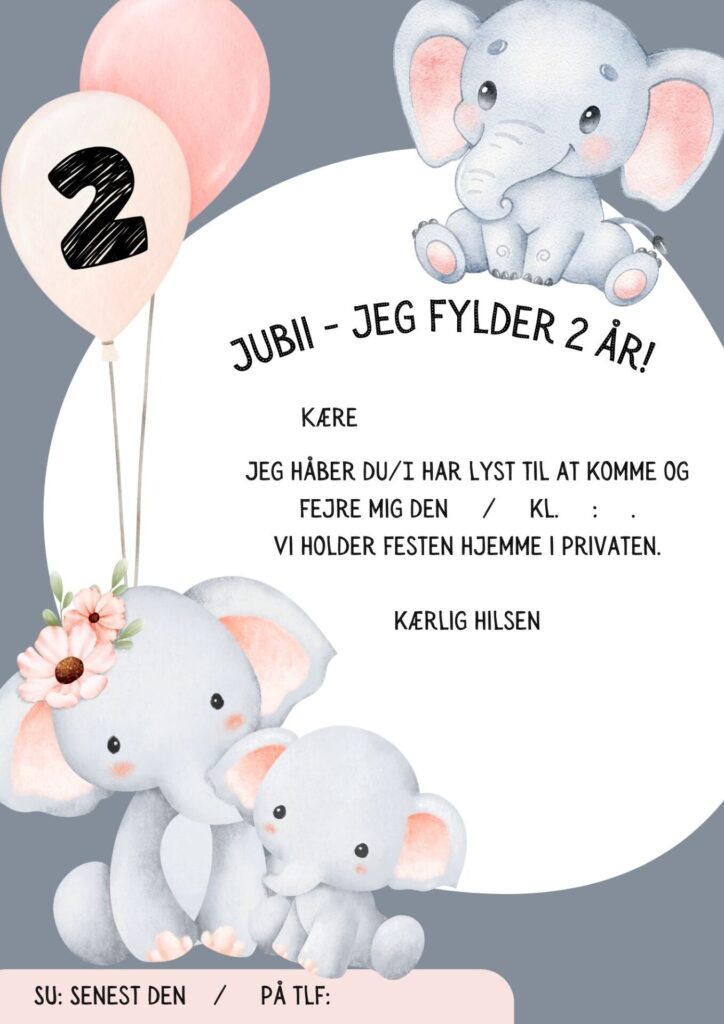 invitation elefant 2 aar