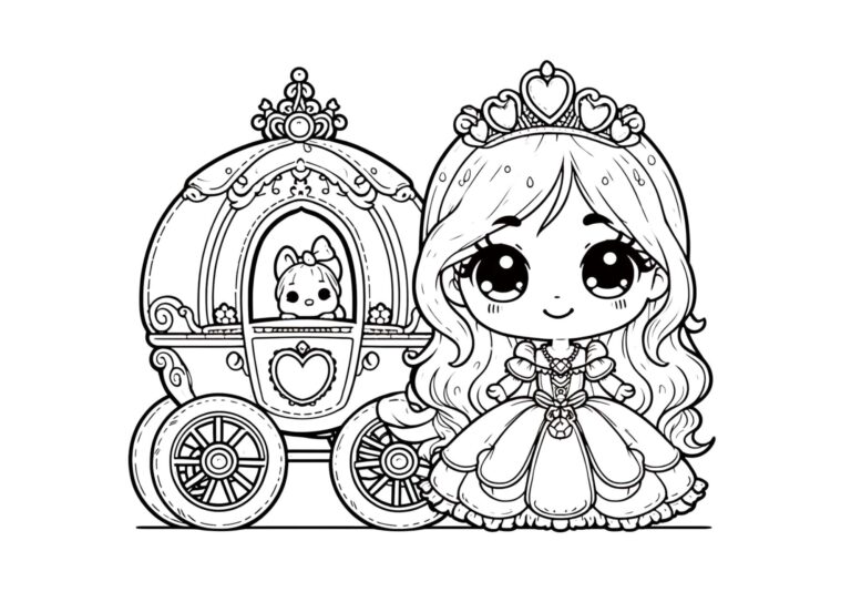 Prinsesser 4 Prinsesse med fin kjole – gratis tegning