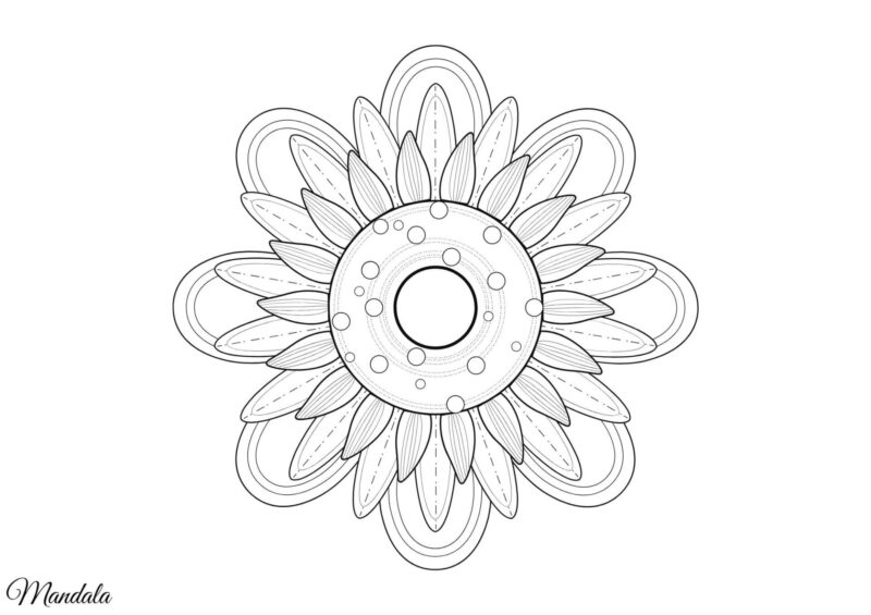 Enkel blomstermandala med store afrundede kronblade