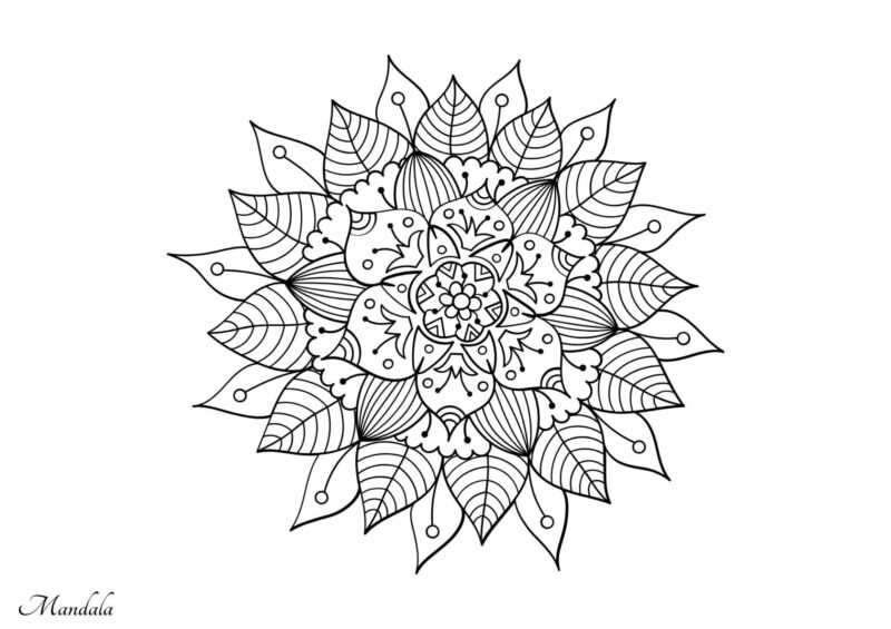 Stjerneformet blomstermandala med mange små detaljer