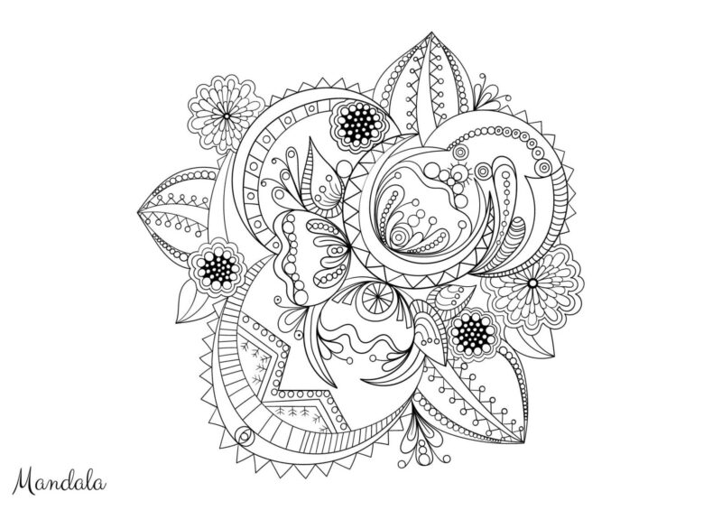 Mandalas 6 Græskar omgivet af blomster og dekorative mønstre til farvelægning