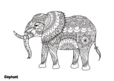 mandala tegning elefant 1