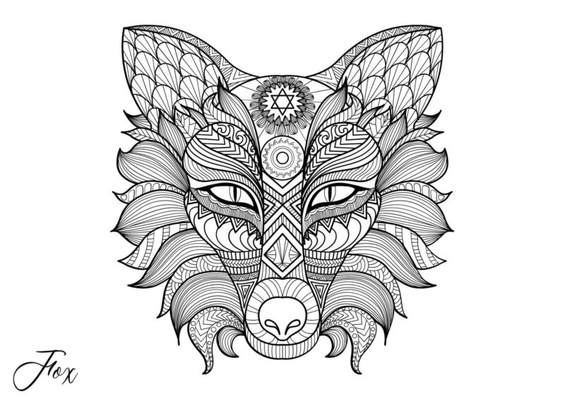 Mandalas 11 Ræv med dekorative mandalamønstre til farvelægning