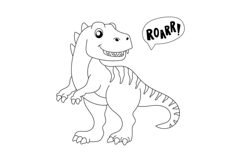 Dinosaurs 24 Tyrannosaurus rex med åben mund og teksten ROAR