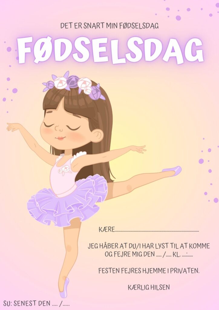 Invitationer 7 invitation foedselsdag ballet 1