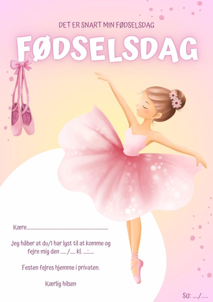 Invitationer 13 invitation foedselsdag ballet 2