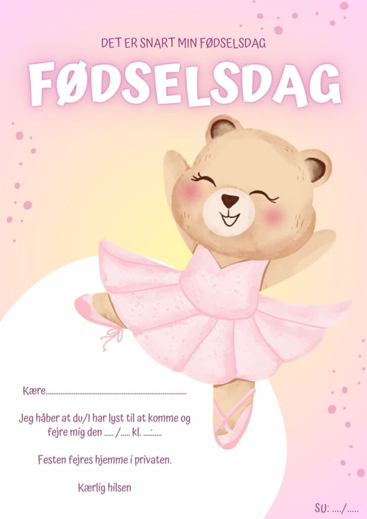 Invitationer 29 invitation foedselsdag ballet 3