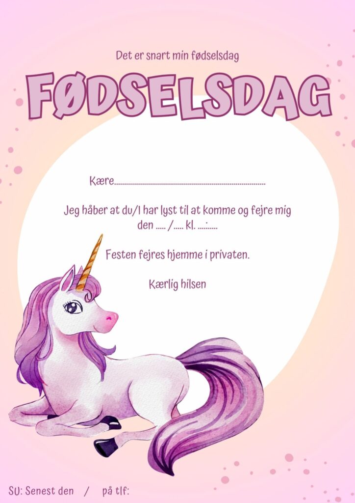 Invitationer 9 invitation foedselsdag enhjoerning 3