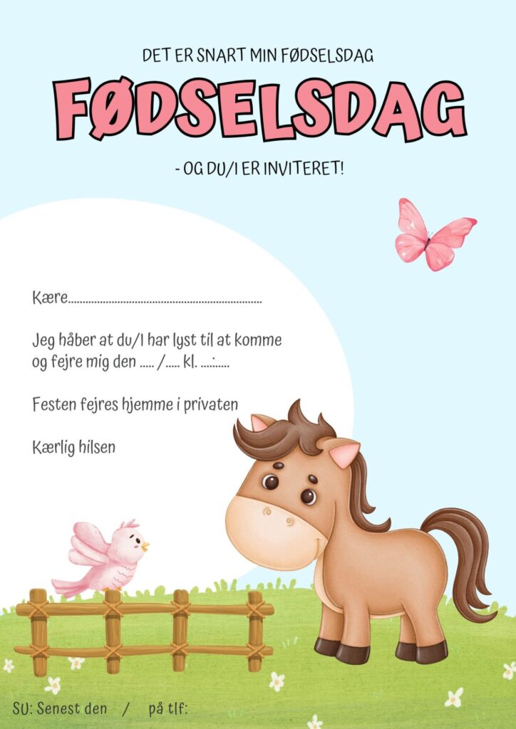 Invitationer 20 invitation foedselsdag hest 1