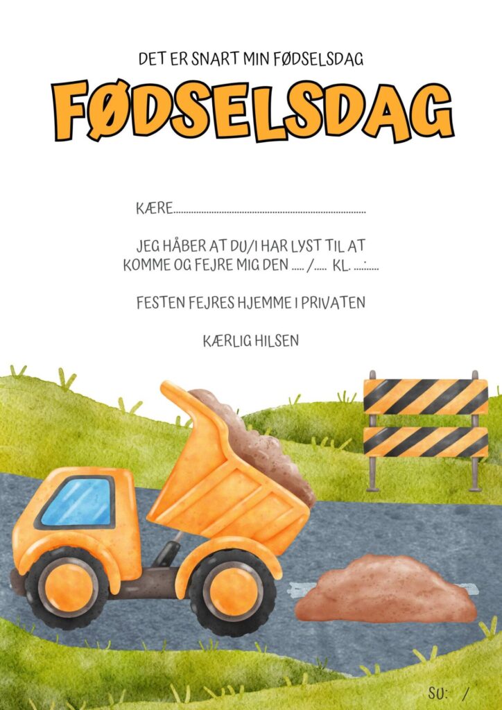 Invitationer 18 invitation foedselsdag lastbil 1