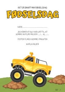 invitation foedselsdag monster truck 3