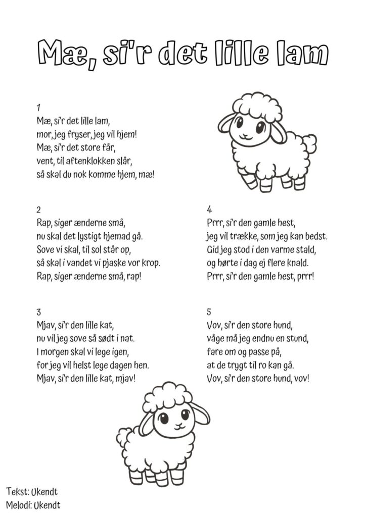 sangtekst mae sir det lille lam
