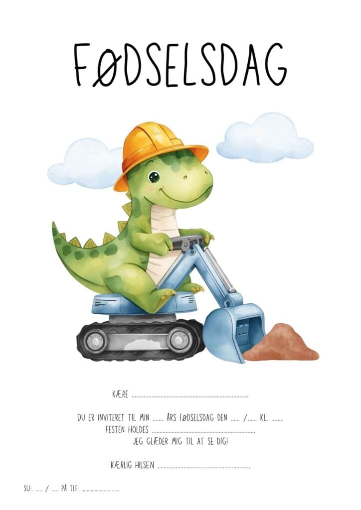 invitation foedselsdag dinosaur 5