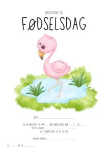 invitation foedselsdag flamingo 1