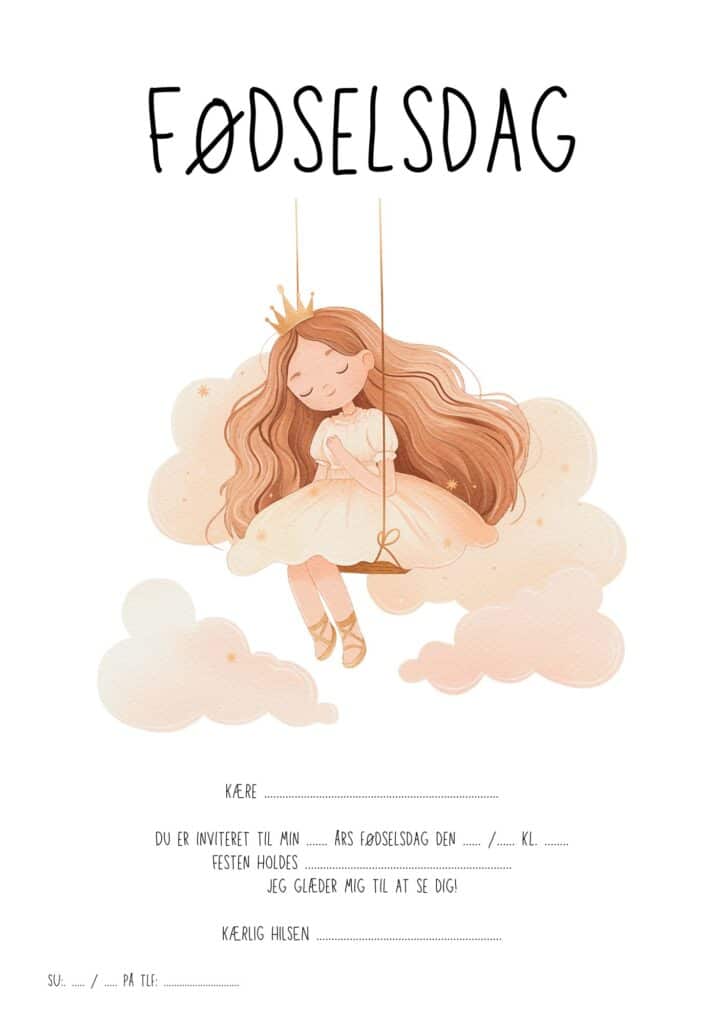 invitation foedselsdag prinsesse 5