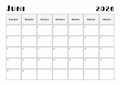 kalender juni 2026 1